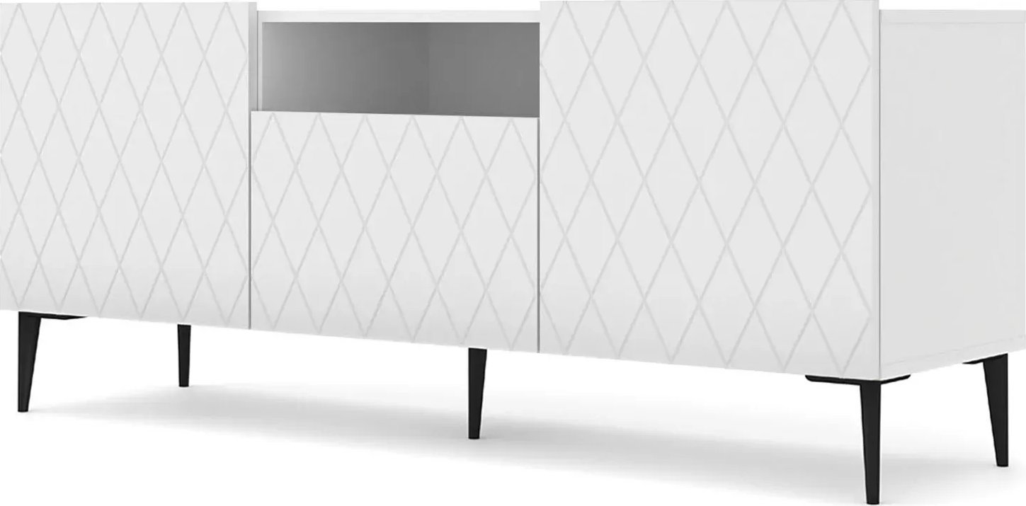 Elior Szafka rtv biały mat + czarne nogi - Nuvis 3X