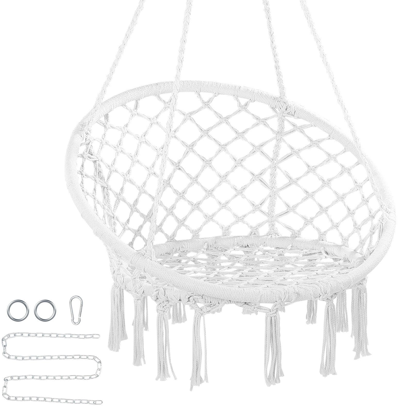 Fotel Wiszący Ogrodowy z Oparciem Krzesło Boho Udźwig 150 kg