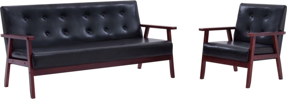 vidaXL 2-częściowy zestaw wypoczynkowy, czarny, sztuczna skóra