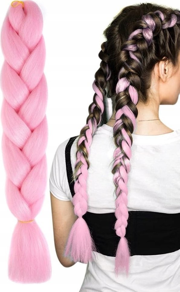 WŁOSY SYNTETYCZNE WARKOCZYKI WARKOCZ RÓŻOWE RÓŻ DOCZEPIANE 130CM WA2