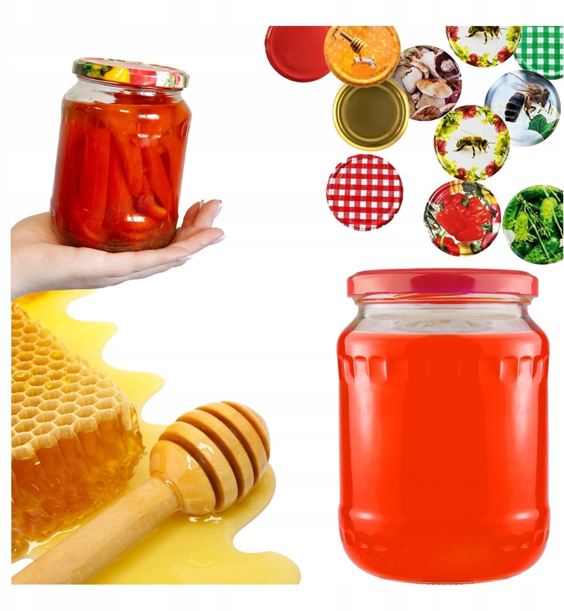 8X Słoiki Szklane 720ml Słoik na DŻEM MIÓD PRZETWORY OGÓRKI GRZYBY Fi82