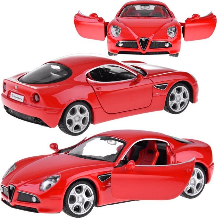Jokomisiada Auto metalowe model Alfa Romeo 8C Competizione skala 1:32 światła ZA4607