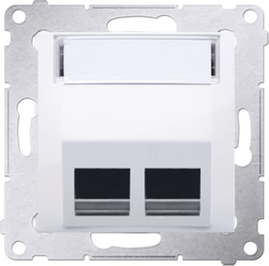 Kontakt-Simon Pokrywa podwójne gniazdo teleinformatyczne 2xRJ Keystone biała skośna DKP2S.01/11