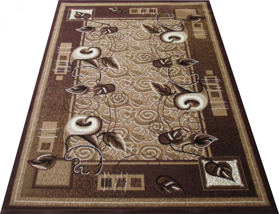 Profeos Brązowy prostokątny dywan w listki - Pixo 120 x 170 cm