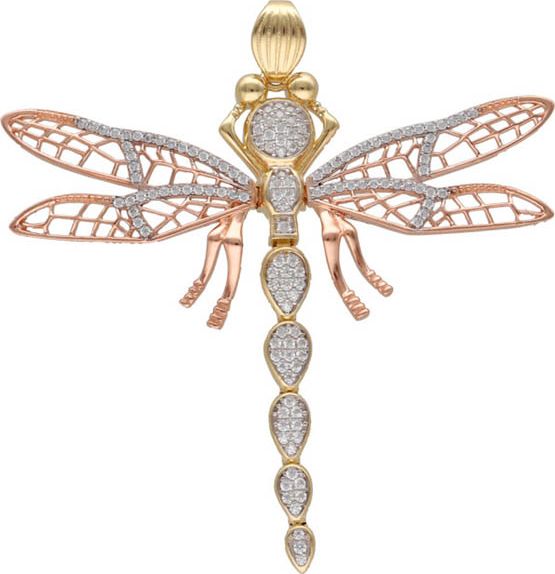 Lovrin Złota zawieszka 585 owad ważka z cyrkoniami 6,95 g