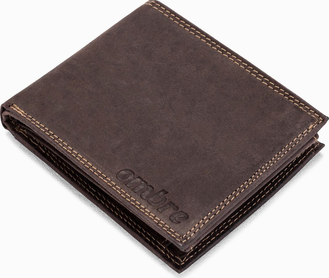 Ombre Portfel męski skórzany A092 - brązowy uniwersalny