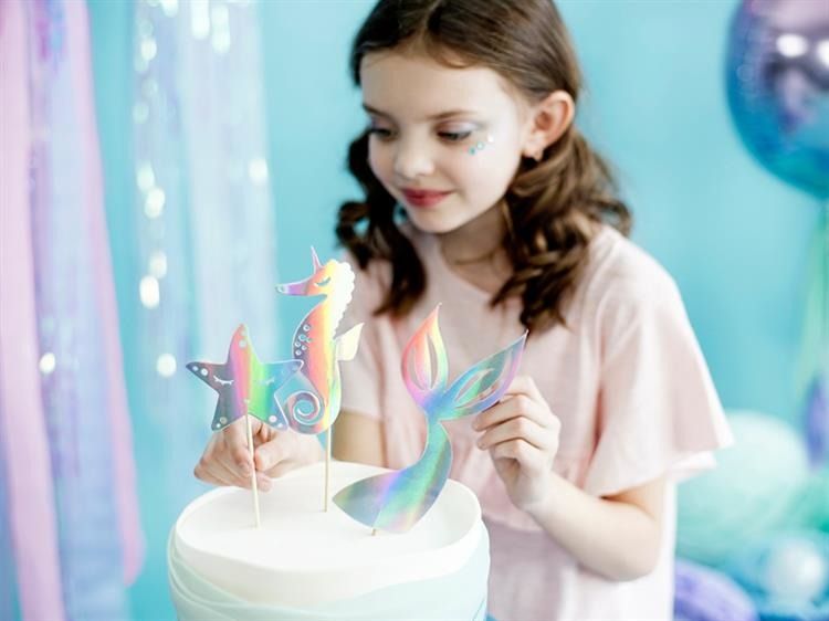 Party Deco Toppery na tort, Syrenka, mix wzorów, opalizujące, 3 szt. uniwersalny