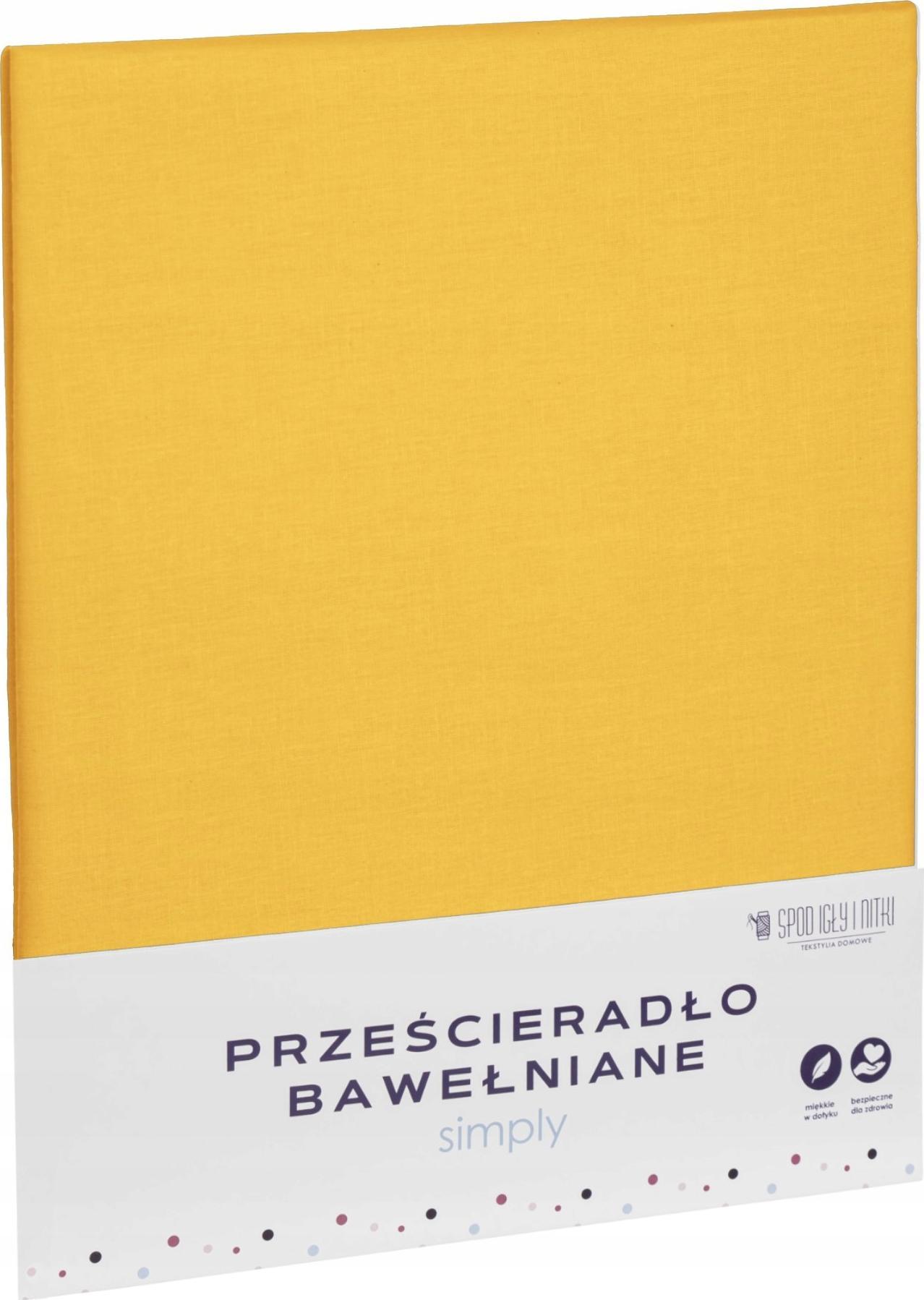 Spod Igły i Nitki MUSZTARDA PRZEŚCIERADŁO BAWEŁNA BEZ GUMKI 160X200