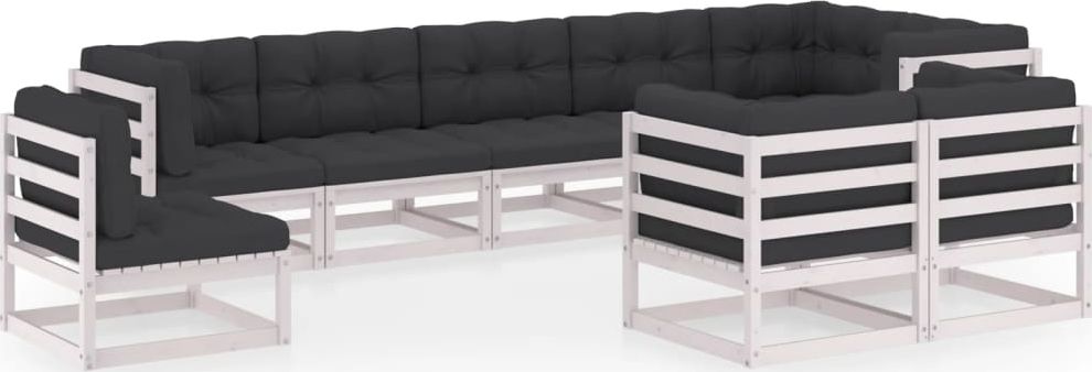 vidaXL 9-cz. zestaw wypoczynkowy do ogrodu, z poduszkami, lita sosna