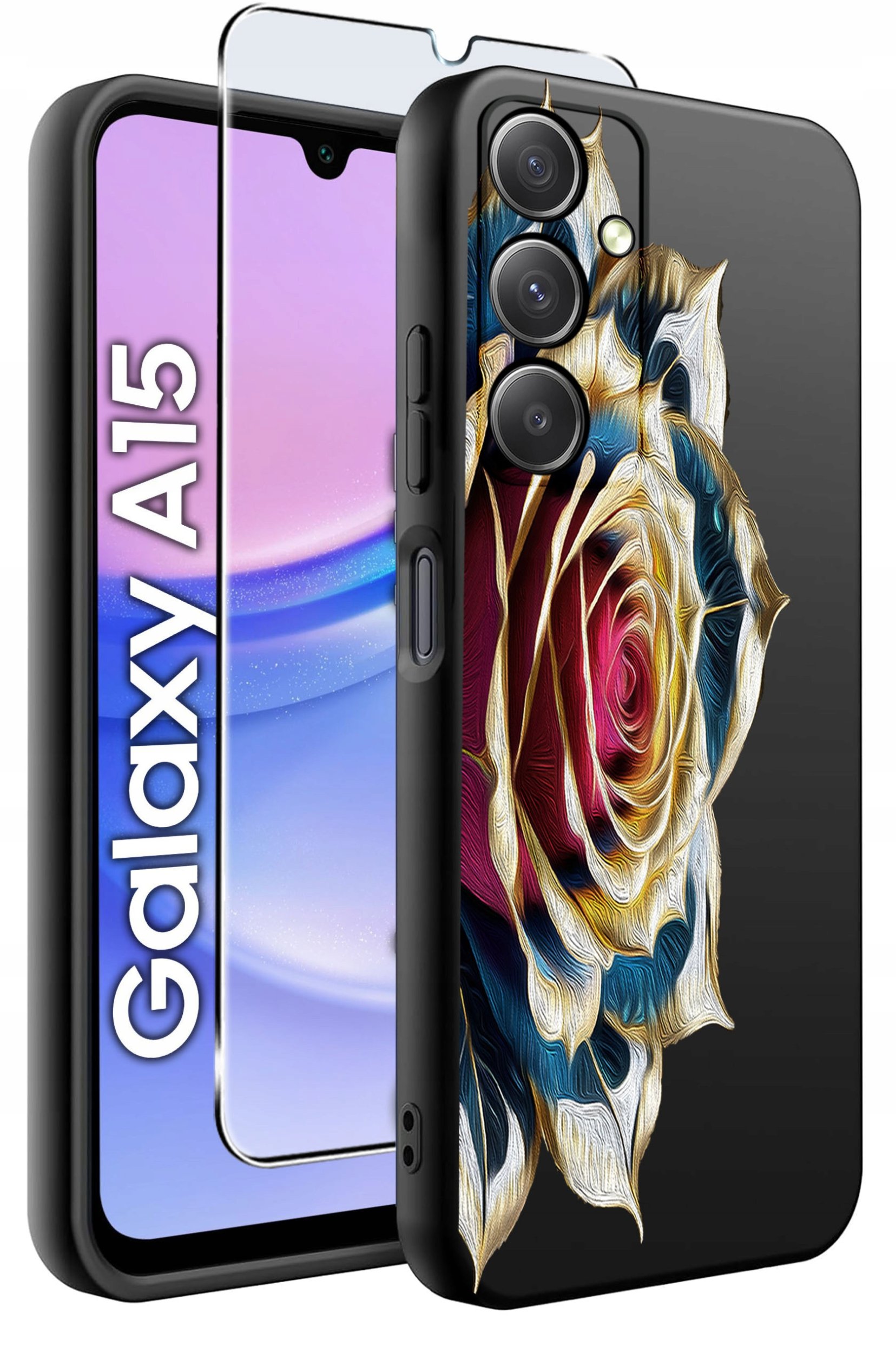 ETUI do Samsung A15 4G | 15 5G WZORY | SILIKONOWE MATT CASE + SZKŁO 9H