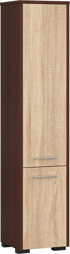 Elior Regał łazienkowy z drzwiczkami wenge + dąb sonoma - Laro 3X