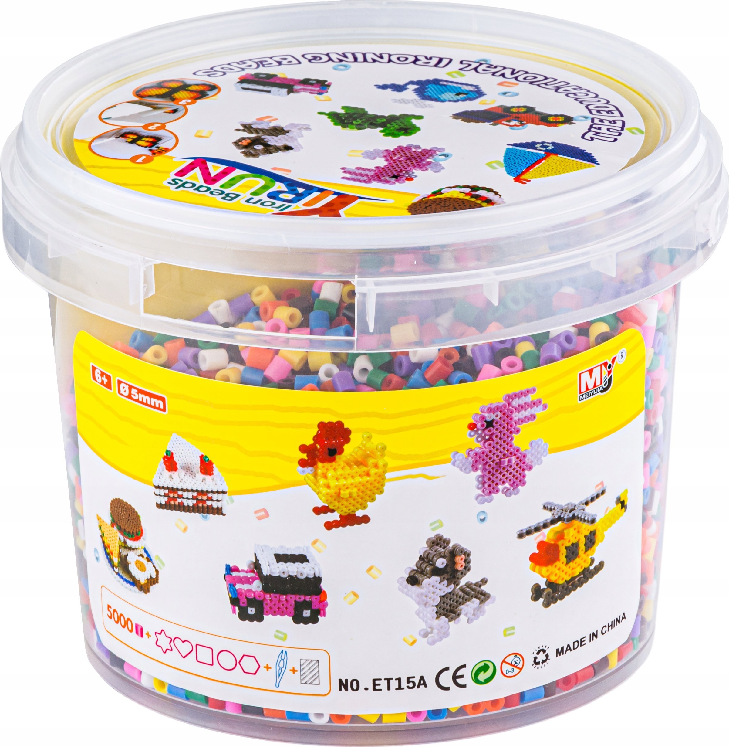 Prasowanka, Koraliki Do Prasowania, Zestaw 5000 Elementów Wiaderko + SZABLONY, 5 Podstawek