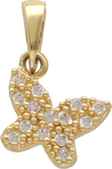 Lovrin Złota zawieszka 585 mały motyl z cyrkoniami 0,69 g