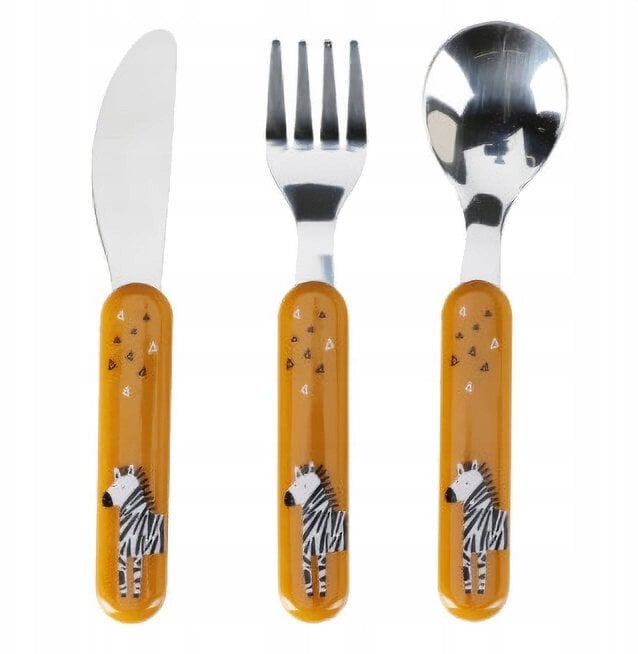 Zestaw sztućców dla dziecka z plastikową rączką, 3 elementy