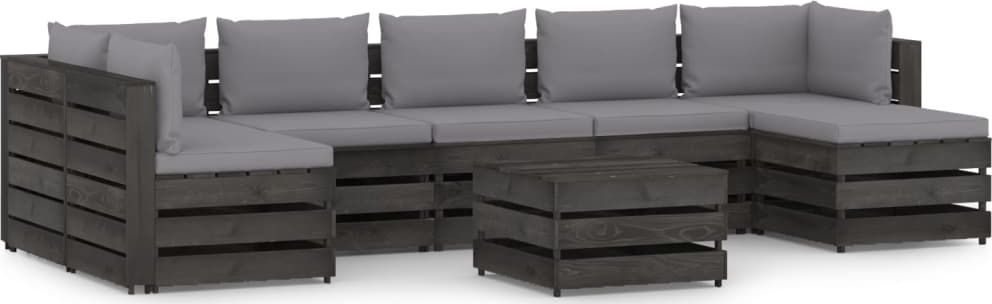 vidaXL 8-cz. zestaw wypoczynkowy do ogrodu, z poduszkami, drewniany