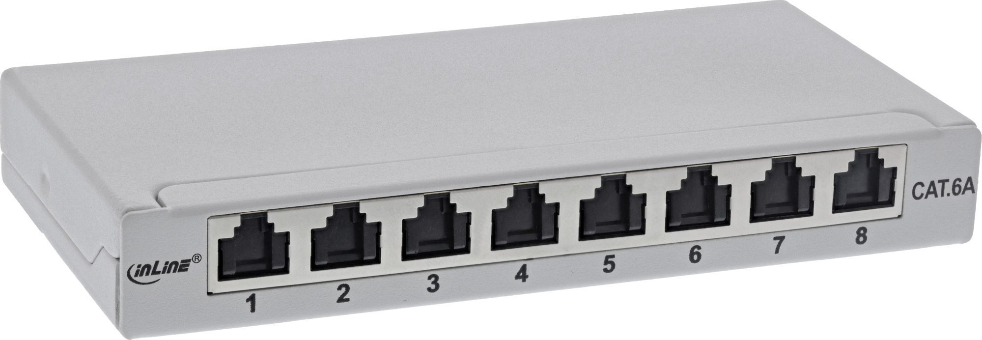 InLine InLine® Patch panel Cat.6A 0.5U 8-port, for table/wall/rail, with dust protection, grey