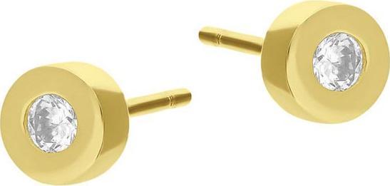 Lovrin Srebrne złocone kolczyki 925 OKRĄGŁE Z CYRKONIAMI 1,10g