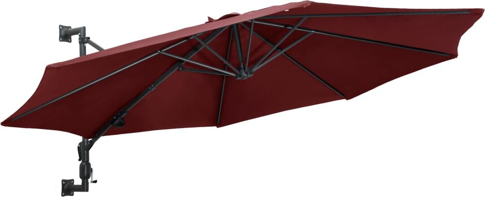 vidaXL Parasol ścienny na metalowym słupku, 300 cm, burgund