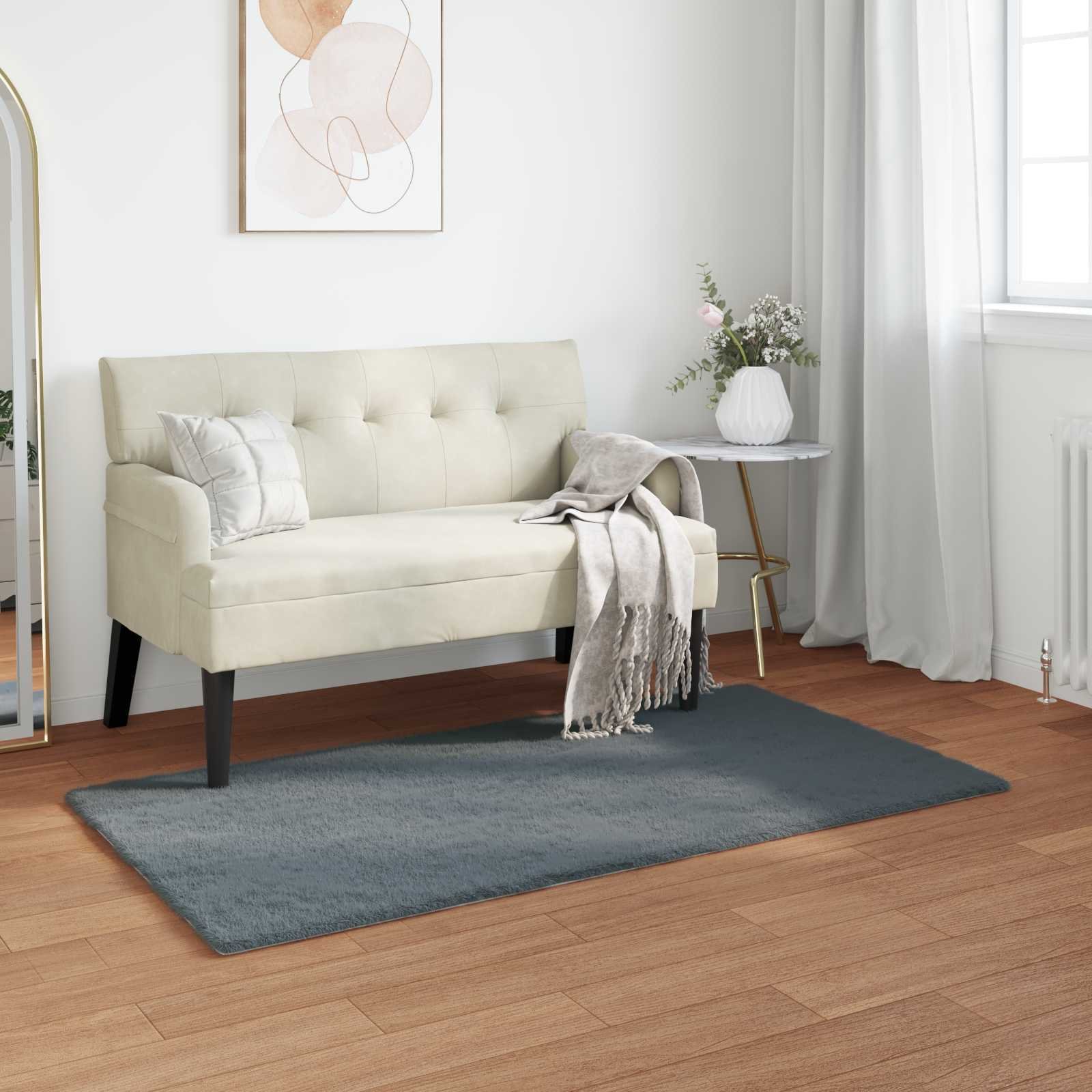 vidaXL Dywan z sztucznego futra królika Olite antracytowy 60 x 110 cm Poliester