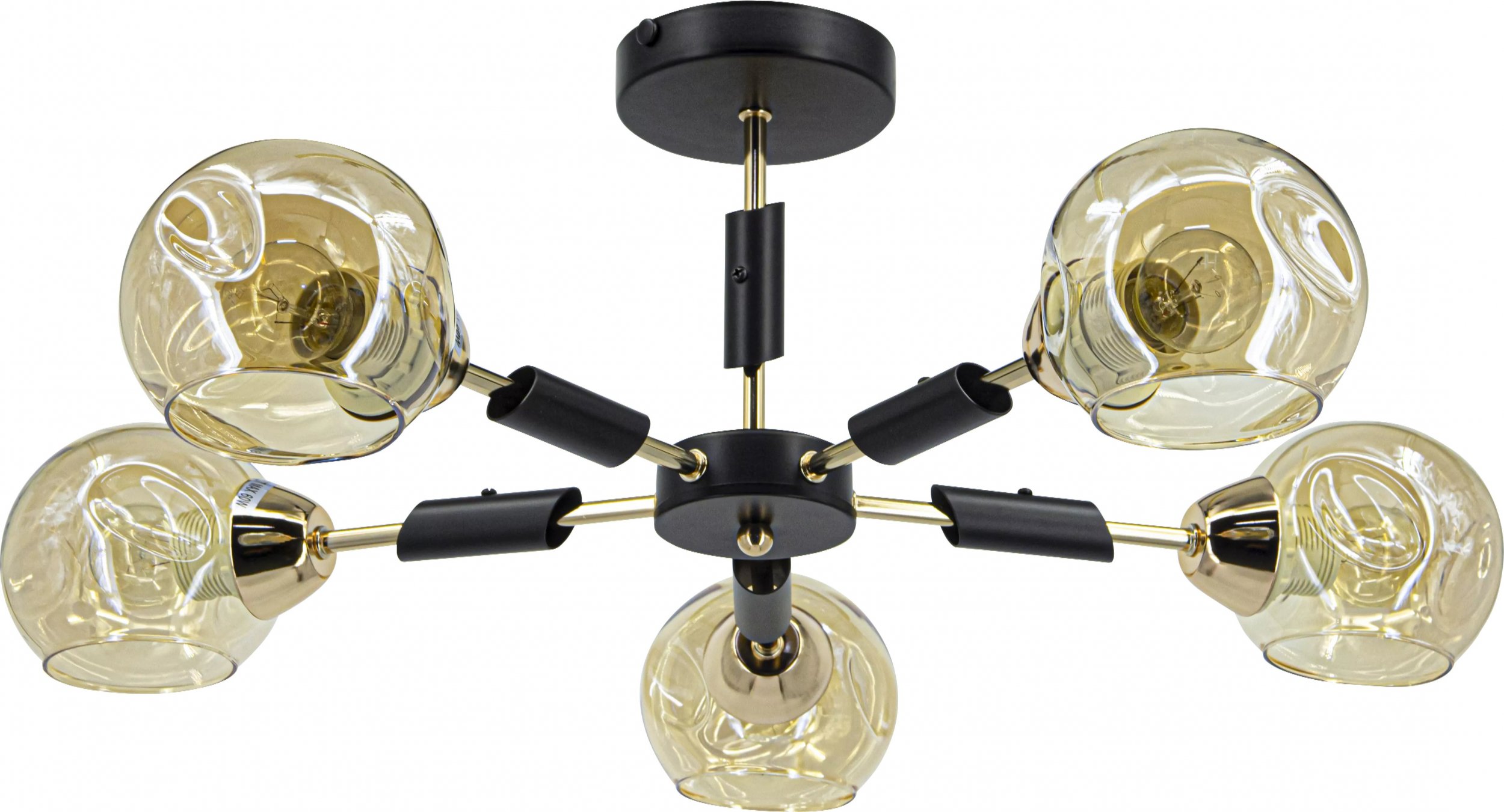 Lampa wisząca Mdeco Nowoczesna lampa sufitowa ELM2027/5 BL TR do salonu czarna złota