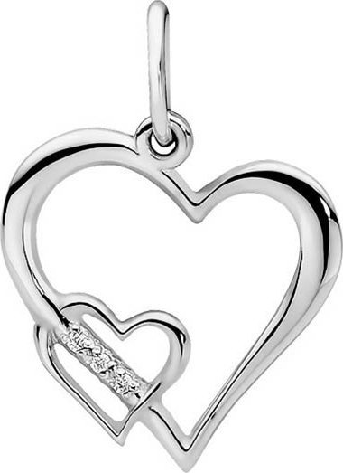 Lovrin Złota przywieszka 585 splecione serca diamenty