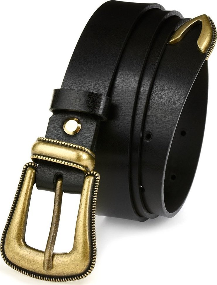 Beltimore Skórzany pasek damski podkowa kowbojski BELTIMORE D56 : Kolory - czarny, Rozmiar pasków - r.95-110 cm NoSize