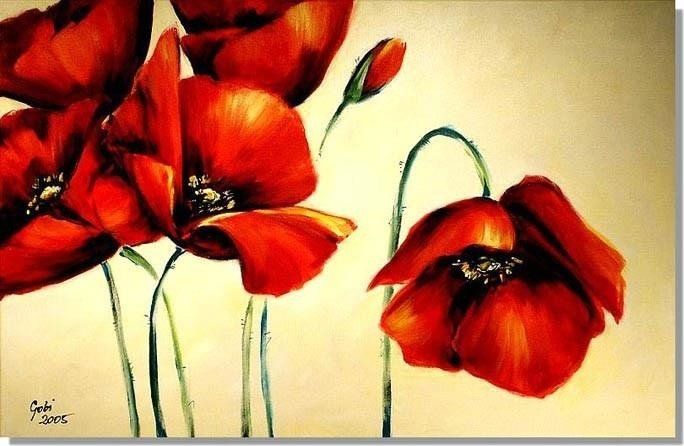 GO-BI Obraz - Maki - olejny, ręcznie malowany 60x90cm uniwersalny