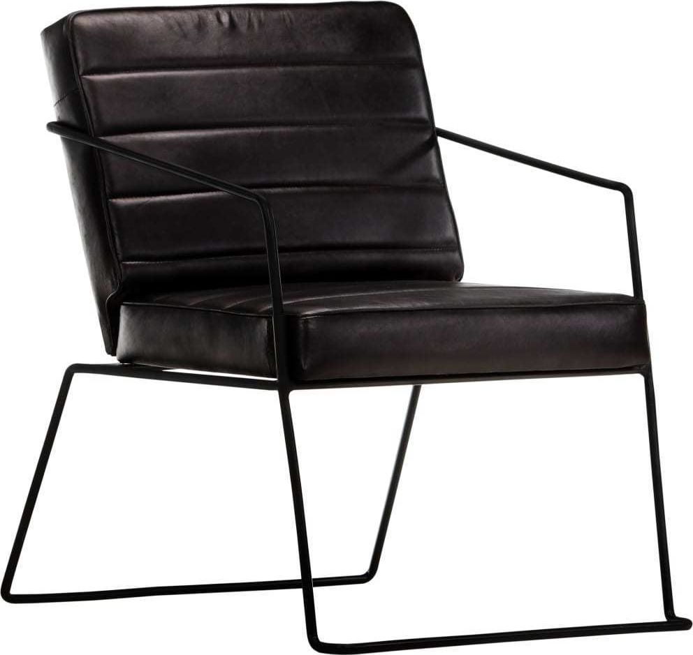 vidaXL Fotel, czarny, skóra naturalna