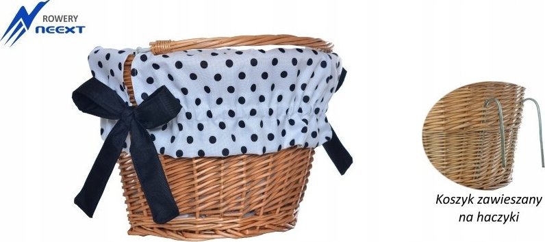 NEEXT Koszyk wiklinowy rowerowy zawieszany z wkładem mat
