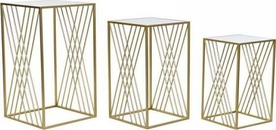 DKD Home Decor Komplet 3 Stolików DKD Home Decor Lustro Złoty Metal (3 pcs) (40 x 40 x 70 cm)