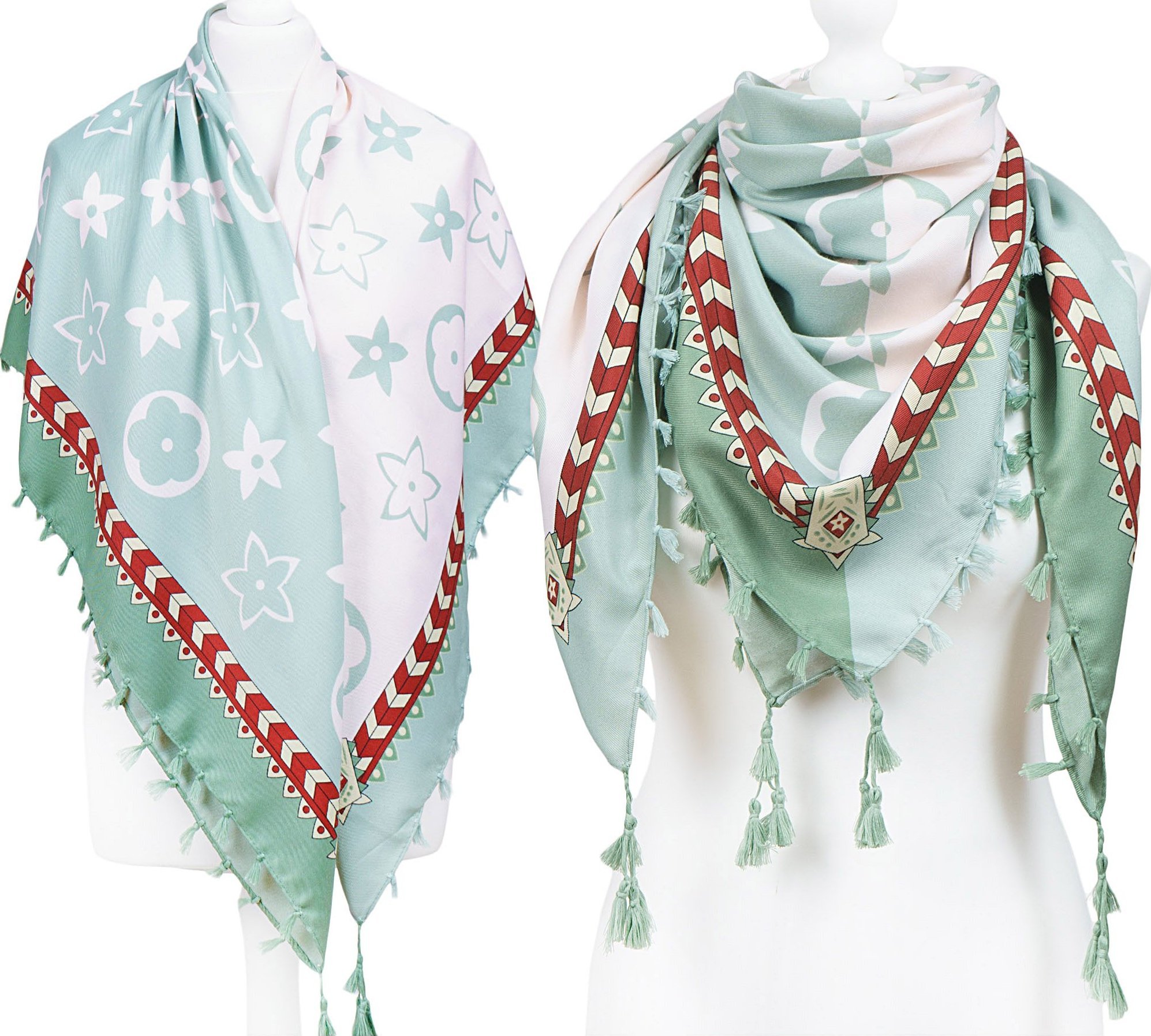 Aleszale Duża Folkowa Chusta Apaszka Ludowa Wiosenna Etno