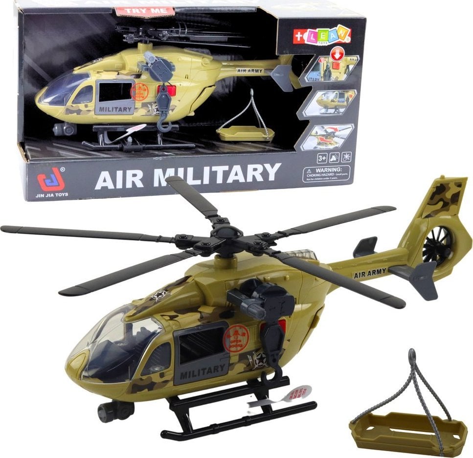 LeanToys Helikopter Wojskowy Militarny Hak Nosze Światła Dźwięki 1:14