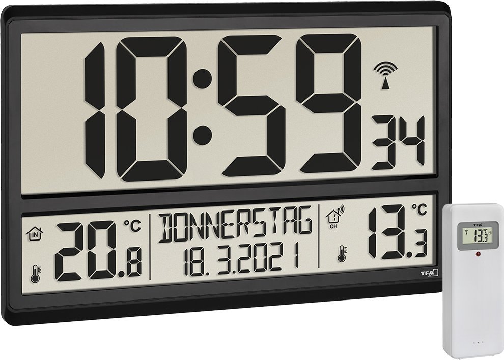 Radiobudzik TFA TFA 60.4521.01 XL Radio Clock with Indoor/Outdoor Temperature