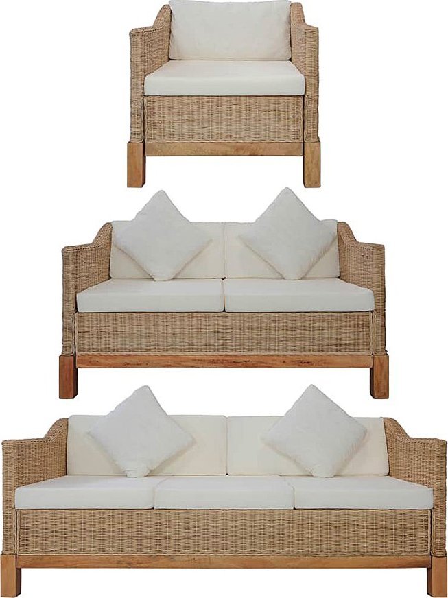 Elior 3-częściowy zestaw wypoczynkowy, naturalny rattan - Alani 6F