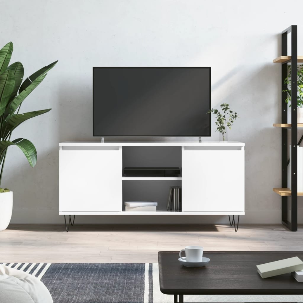 vidaXL Szafka pod TV, biała, wysoki połysk, 104x35x50 cm