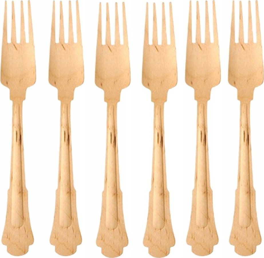 Papstar Sztućce jednorazowe widelce drewniane Vintage 6szt
