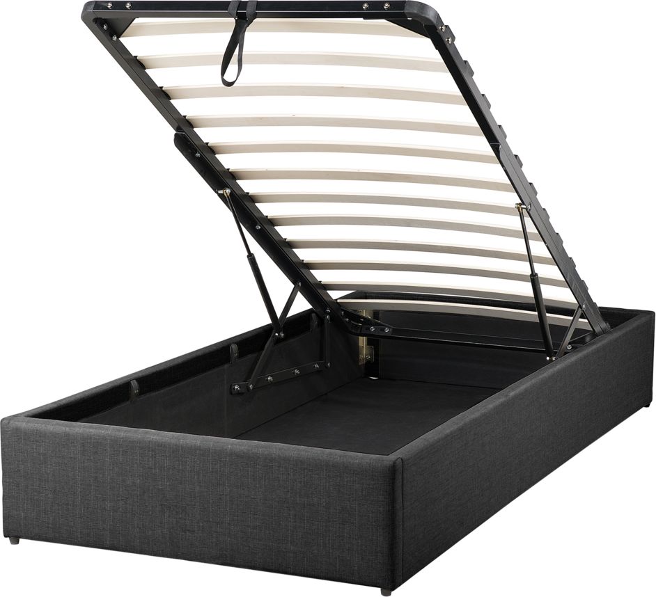 Beliani Łóżko z pojemnikiem tapicerowane 90 x 200 cm szare DINAN