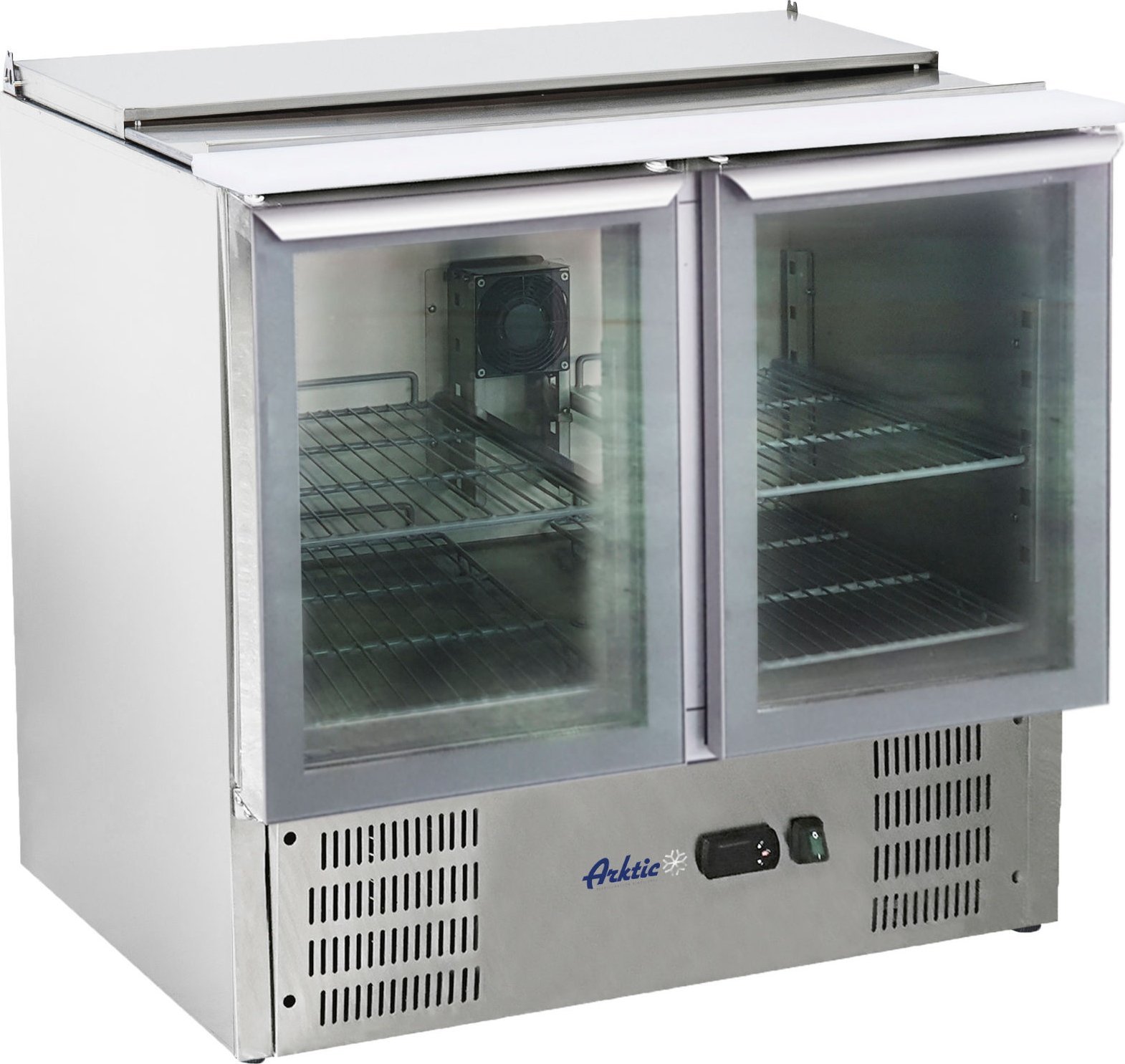 ARKTIC Stół chłodniczy sałatkowy 2-drzwiowy przeszklony z pokrywą na 2x GN1/1 3x GN1/6 247 l - Hendi 236246 Stół chłodniczy sałatkowy 2-drzwiowy przes