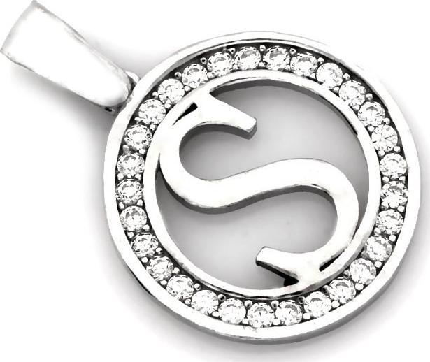 Lovrin Srebrna zawieszka 925 LITERKA S Z CYRKONIAMI 1,93g