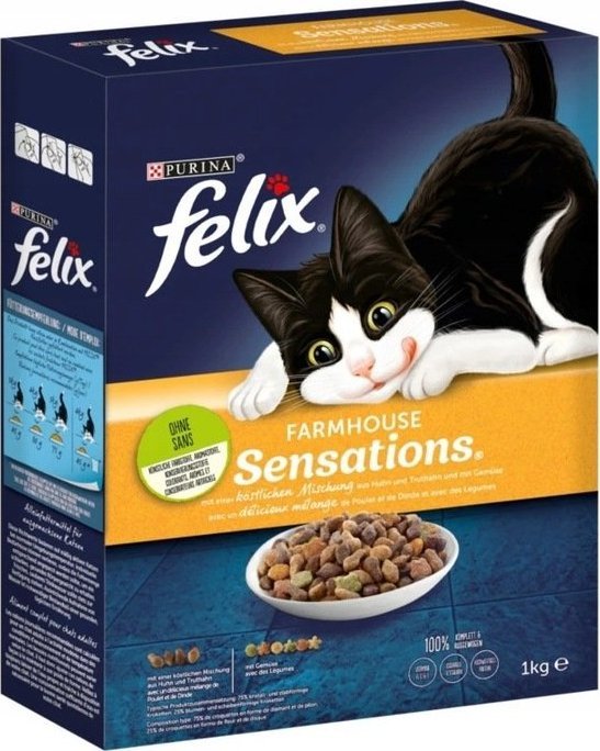 PURINA NESTLE Felix Farmhouse Sensations Sucha karma dla kotów z drobiem i warzywami 1 kg