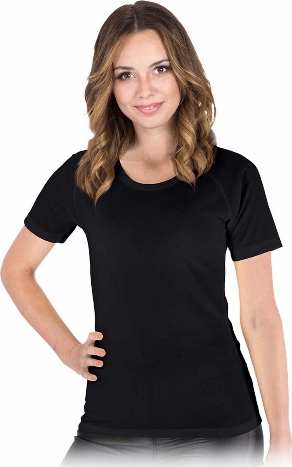 R.E.I.S. TS-EVORA - T-shirt damski z siateczki doskonała wentylacja idalny dla sportowców dzianina 100% poliester 130-135 g/m2 okrągły dekolt - czarny