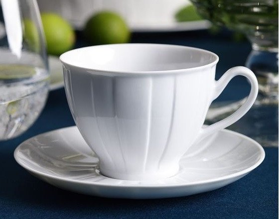 Filiżanka porcelanowa 250 ml + spodek Oktawa biała 0001