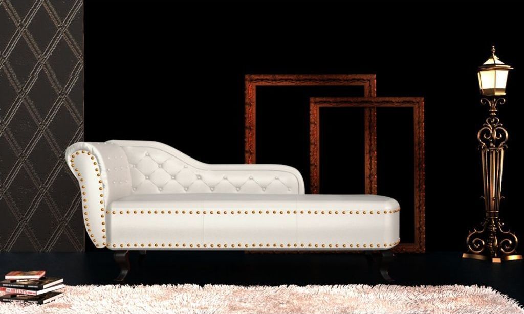 vidaXL Szezlong, kremowa biel, sztuczna skóra