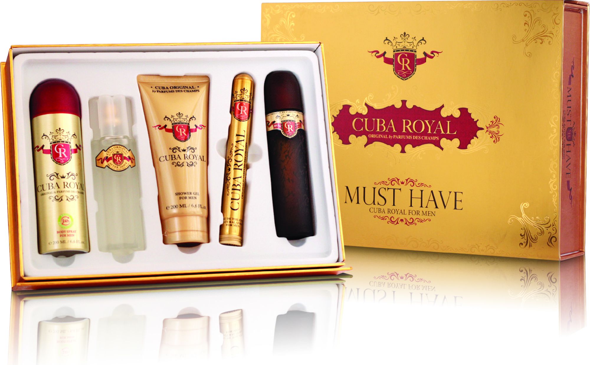 Cuba Royal Must Have Zestaw dla mężczyzn EDT 100ml + EDT 35ml + Dezodorant 200ml + Żel pod prysznic 200ml + Woda po goleniu 100ml