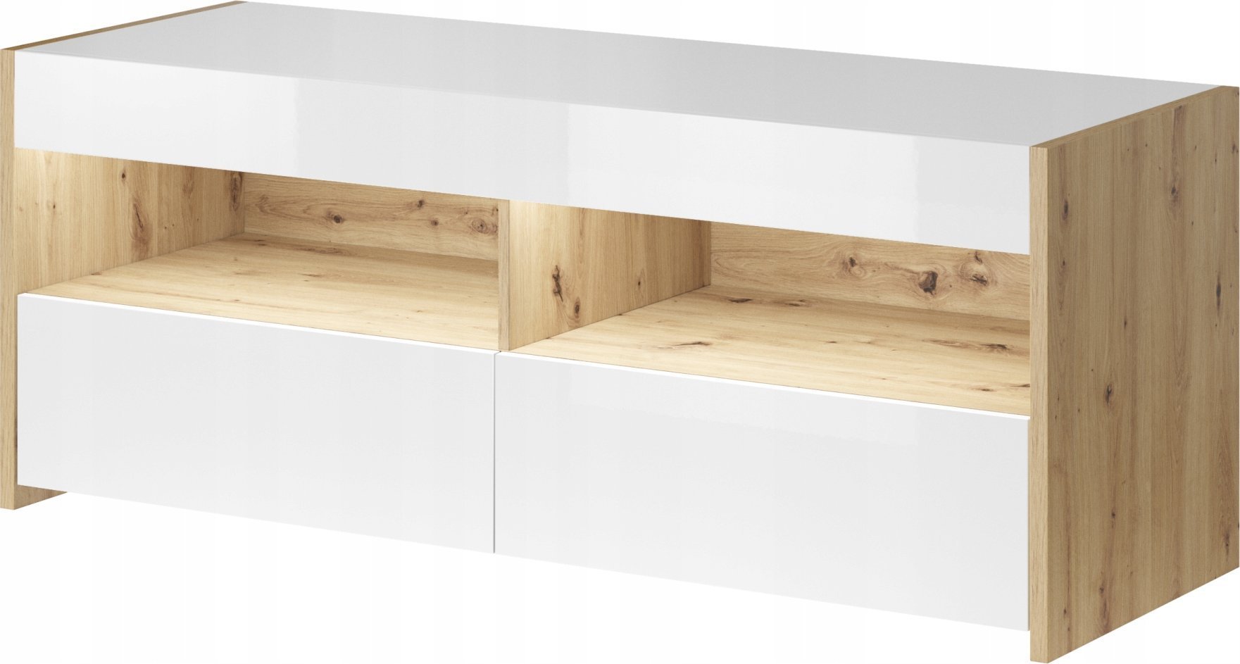 Vivaldi Meble GOBI RTV GB 01 DĄB ARTISAN/BIAŁY POŁYSK