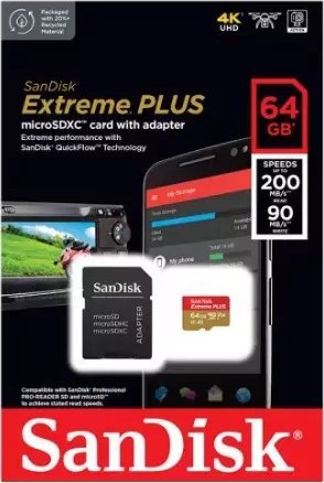 Karta SanDisk Karta pamięci SanDisk Extreme Plus 64GB micro SD U3 A2 SDSQXBU-064G-GN6MA 200MB/s