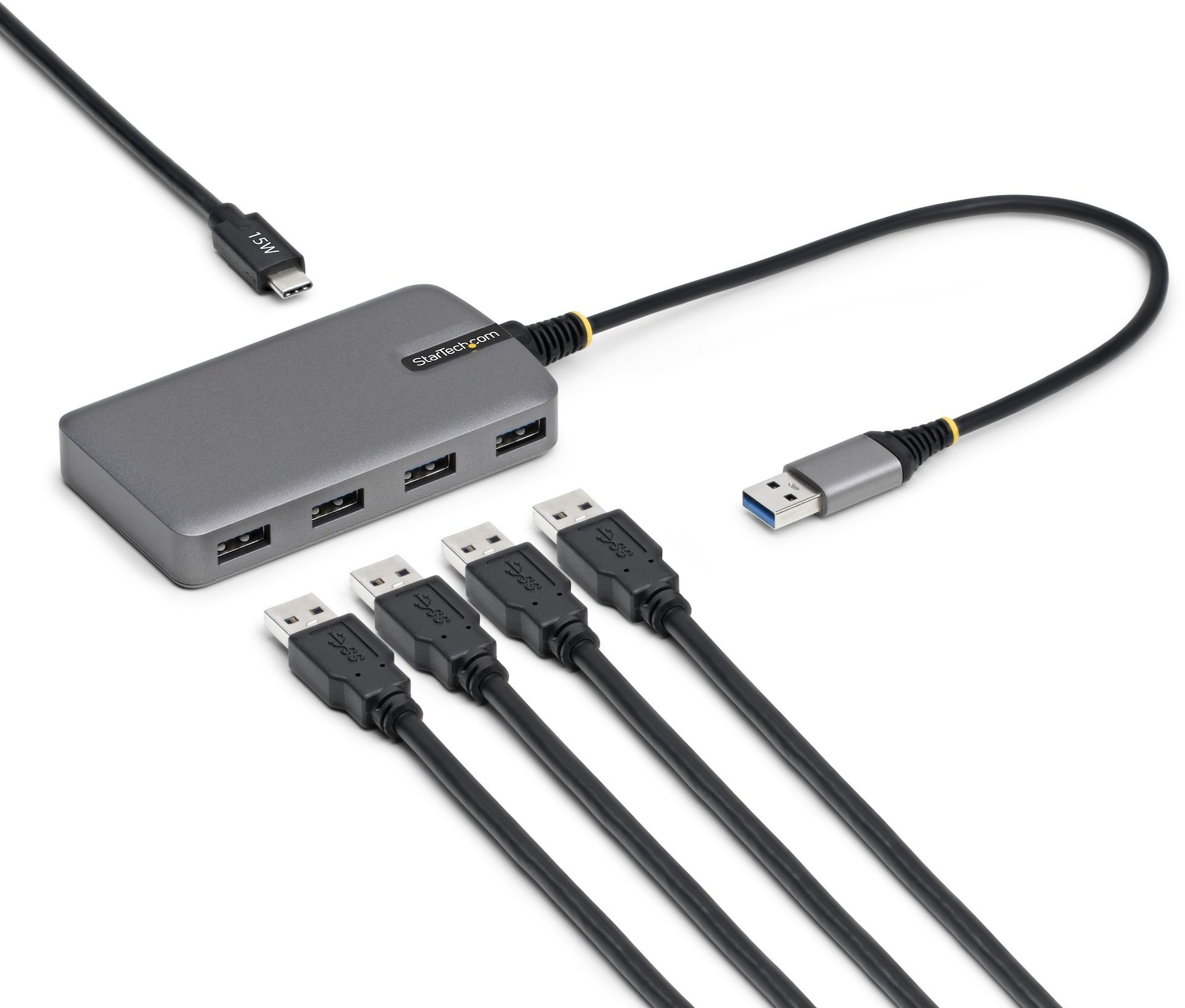 STARTECH.COM 4-Port USB-A Hub 5Gbps Busbetrieben Typ A auf 4x USB-A 3.0 Hub USB-C-Netzteil Port Mini Reisehub-Verteiler USB Splitter