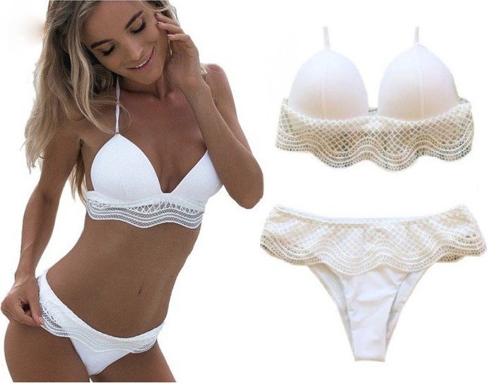 Pan i Pani Gadżet Strój kąpielowy koronka BIAŁY M