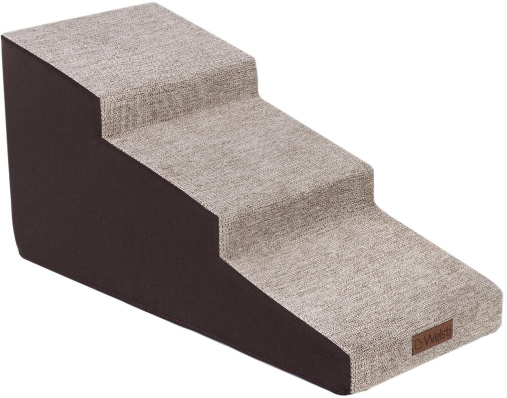 Schody dla psa Welsti 40cm 3 pochylne stopnie beżowo-brązowe do 60 kg