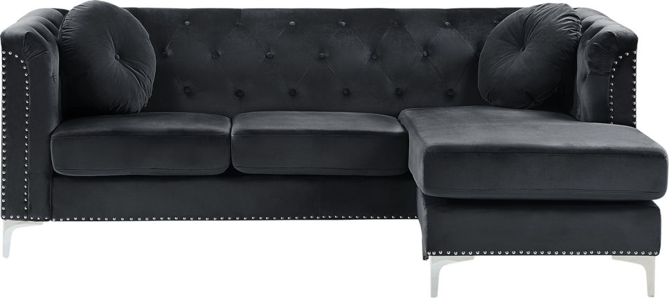 Beliani Narożnik welurowy lewostronny czarny FLEN